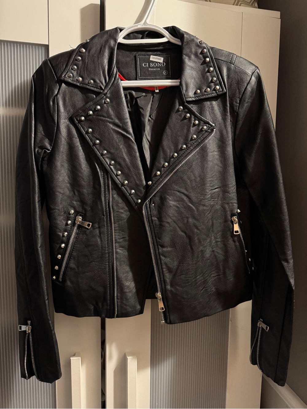 Ci Sono Black Studded Faux Leather Moto Jacket 🖤 Size Small